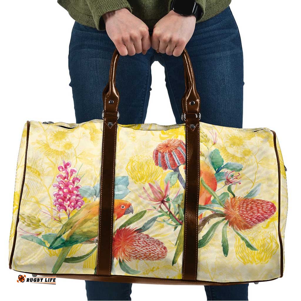 Birds and Floral Aussie Lorikeet Travel Bag Pastel Yellow LT7