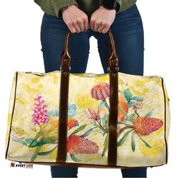 Birds and Floral Aussie Lorikeet Travel Bag Pastel Yellow LT7
