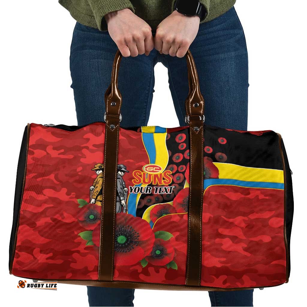 Gold Suns ANZAC Personalised Travel Bag Lest We Forget Poppy Camo LT9