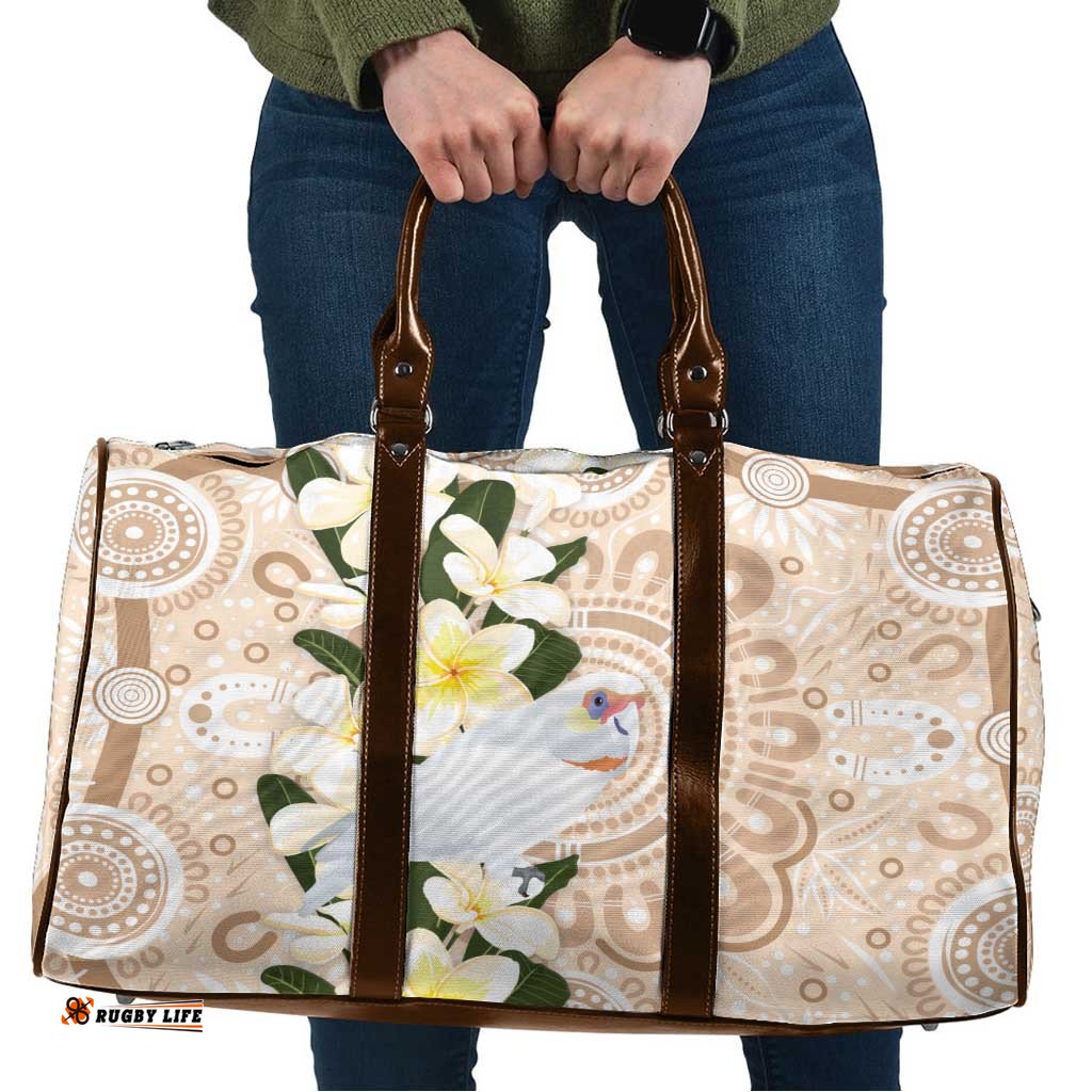 Australia Long-billed Corella Travel Bag Cacatua Tenuirostris Plumeria Aboriginal Art LT14