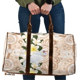 Australia Long-billed Corella Travel Bag Cacatua Tenuirostris Plumeria Aboriginal Art LT14
