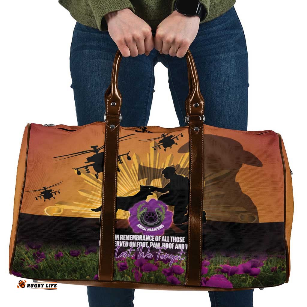 Animal War Heroes Australia ANZAC Day Travel Bag We Will Always Remember Them LT14