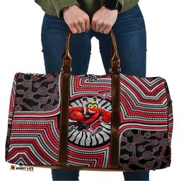 Essendon Football Club Travel Bag Indigenous Monochrome Dot Art Mascot Style TS04