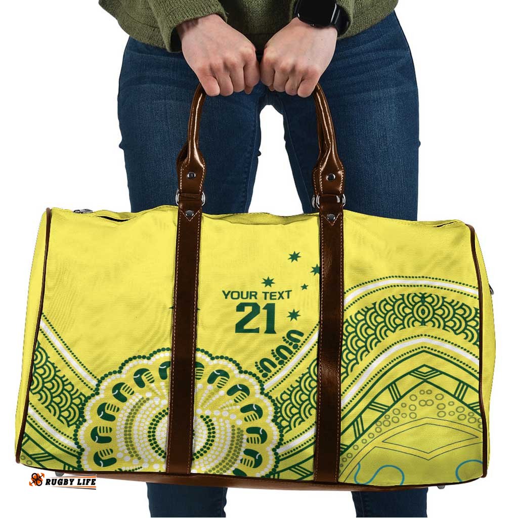 Custom Cricket Aussie Pride Travel Bag Aboriginal Dot Art Cricket LT9