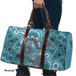 Personalised NAIDOC Week 50 Years Deadly Always Travel Bag Teal Aboriginal Artwork Dot Painting LT9