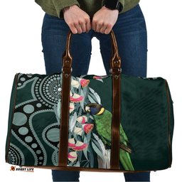 Australian Ringneck Parrot Travel Bag Barnardius Zonarius Eucalyptus Flowers Aboriginal Art LT14