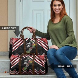 New Zealand Christmas Taniko Poutama Travel Bag Flora Map with Birds LT7