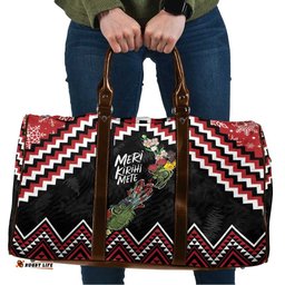 New Zealand Christmas Taniko Poutama Travel Bag Flora Map with Birds LT7