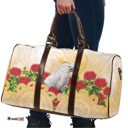 New Zealand Aotearoa Cockatoo Travel Bag Maori Pattern With Pohutukawa Flowers LT05