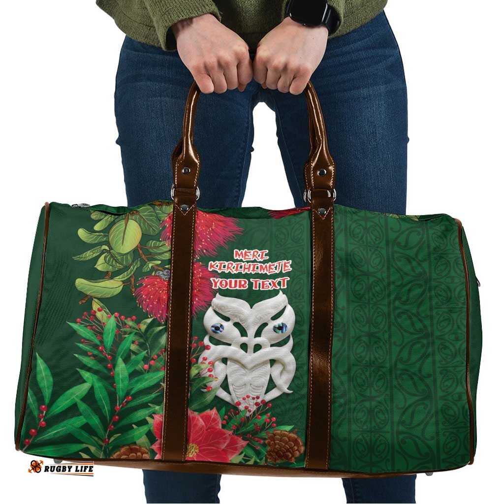Maori Wheku Meri Kirihimete Personalised Travel Bag All Green Indigenous Maori Motif LT9