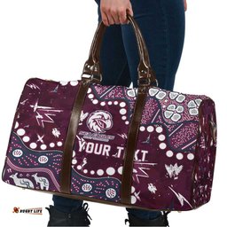 Personalized Manly Warringah Sea Eagles Travel Bag Aboriginal Pattern with Graffiti Style Design TS04