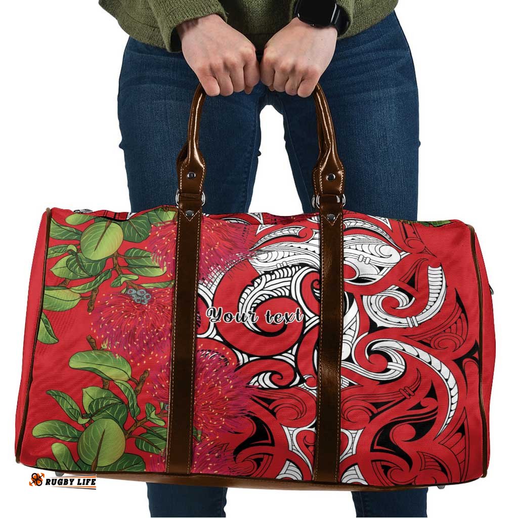 Personalised New Zealand Koru Pohutukawa Travel Bag Meri Kirihimete Aroha for Christmas LT9