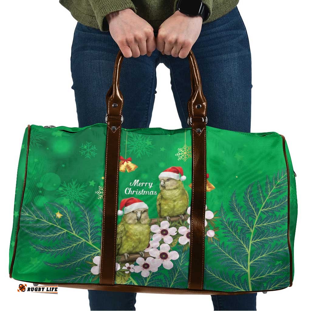 New Zealand Kakapo Christmas Travel Bag Owl Parrot Santa Sliver Fern Manuka - Green LT14
