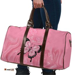 Personalised Australia Breast Cancer Awareness Travel Bag Pink Ribbon Butterfly Opal Pattern LT14