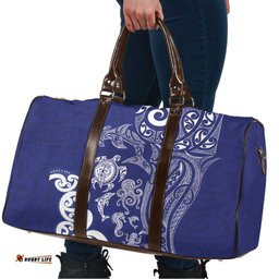 New Zealand Sea Animals with Maori Tribal Tattoo Travel Bag Blue Color LT03