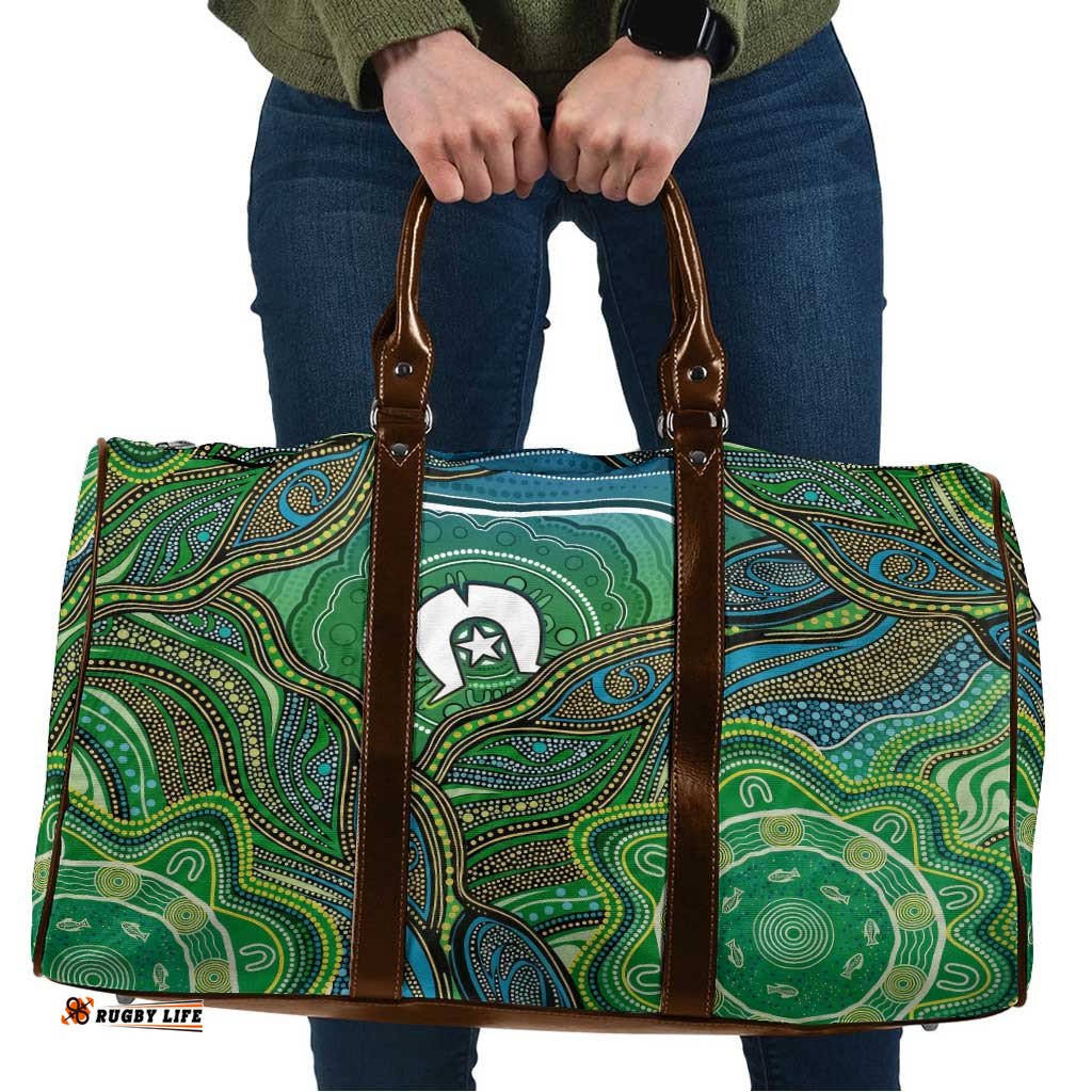 Torres Strait Islands Travel Bag Indigenous Ocean Wave Dot Green Color TS04