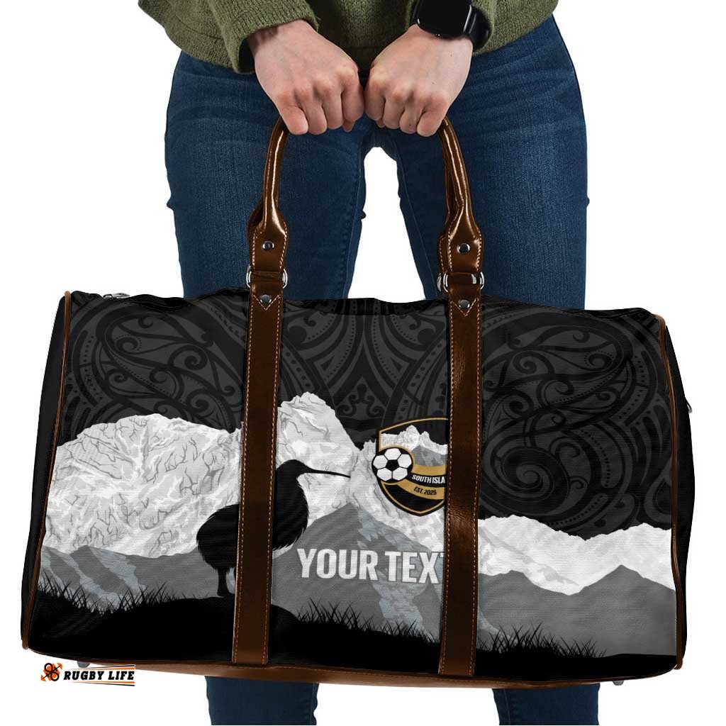 New Zealand South Island Football Custom Travel Bag Aoraki Mount Cook With Kiwi Maori Pattern LT14