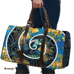 New Zealand Tui Bird Travel Bag Maori Koru With Kowhai Flowers LT05
