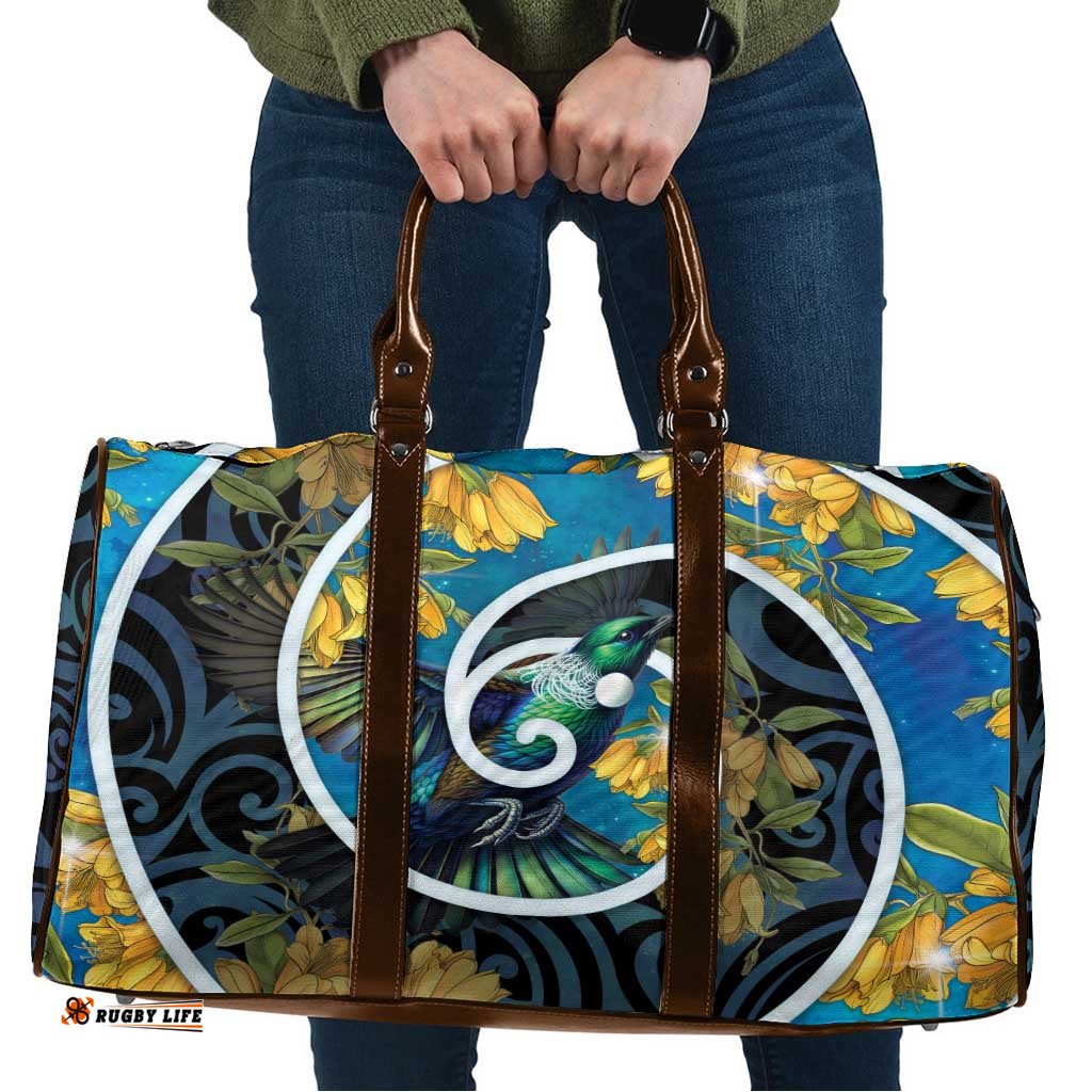New Zealand Tui Bird Travel Bag Maori Koru With Kowhai Flowers LT05