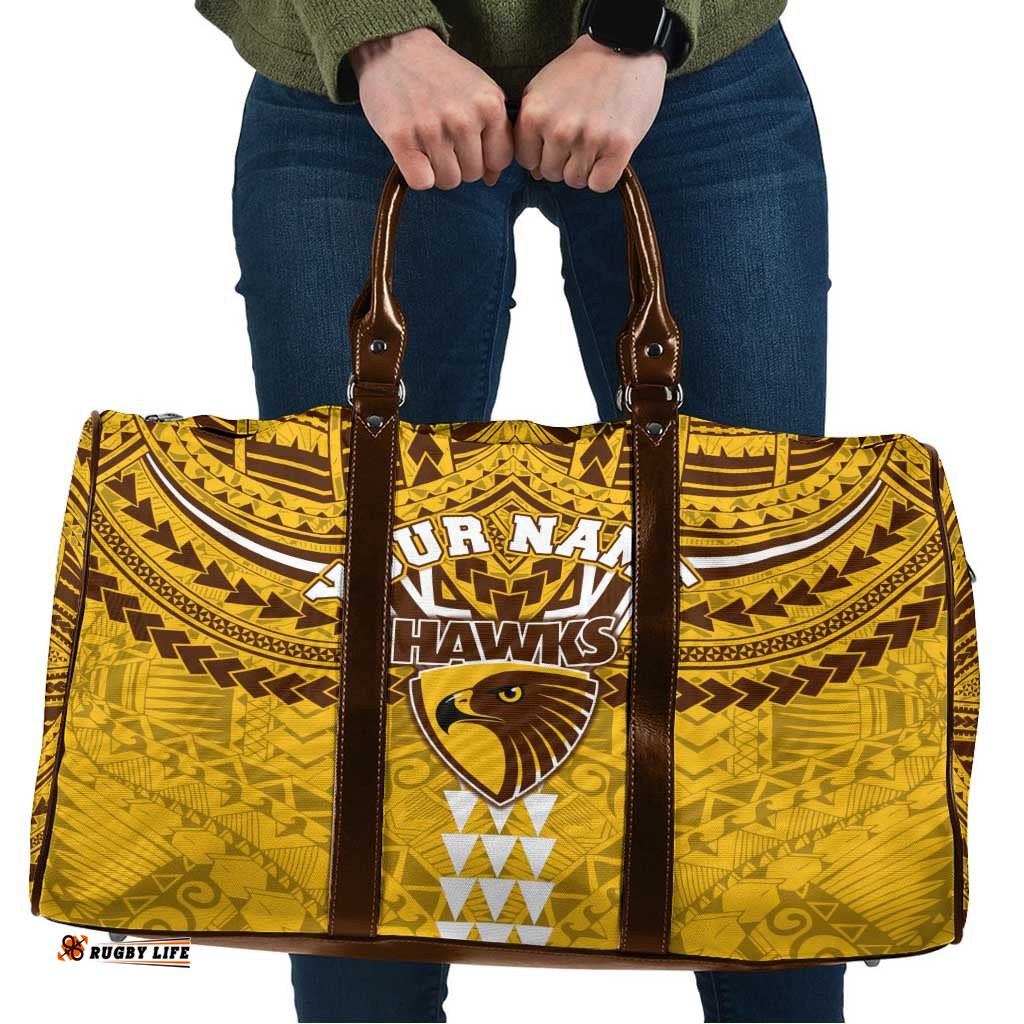 Personalized Hawthorn Hawks Travel Bag Polynesian Tribal Pattern Heritage Football TS04