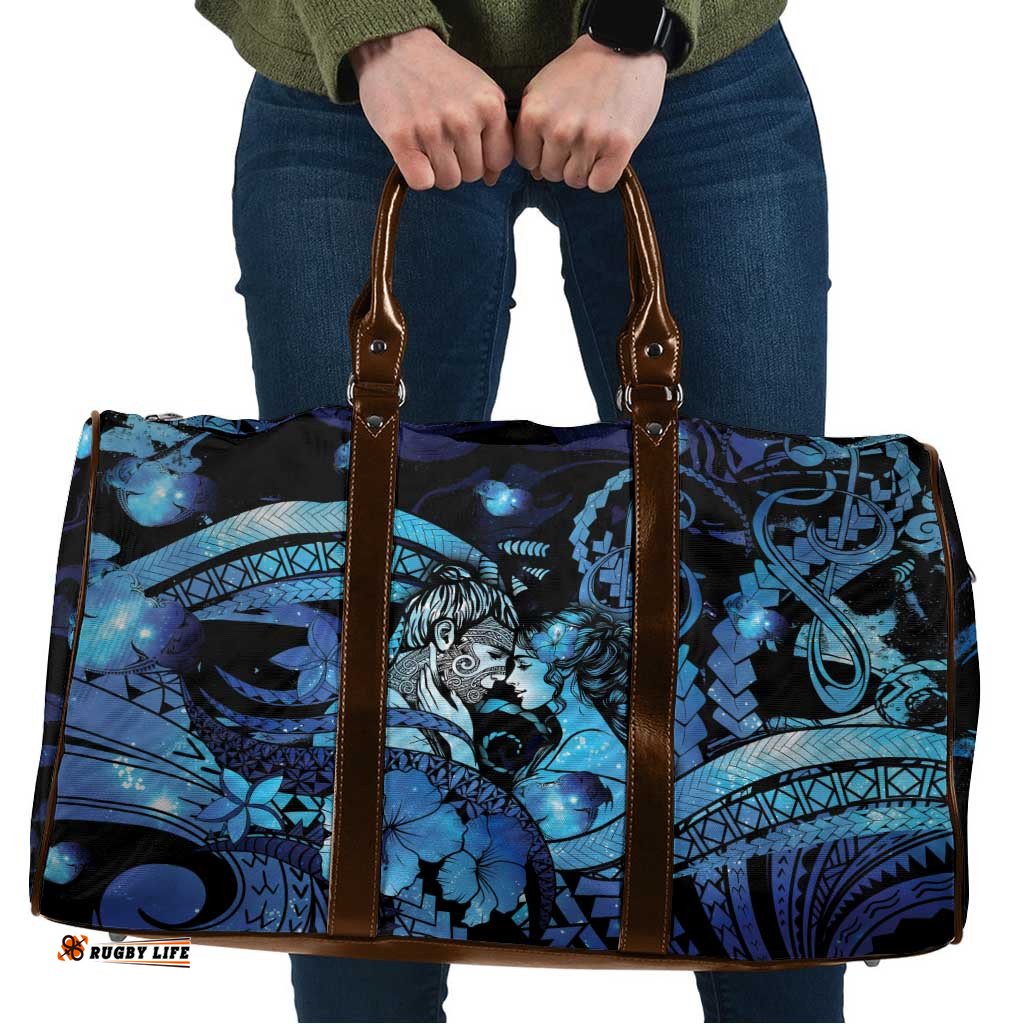 Maori Romantic Valentine Travel Bag The Hongi Kiss Blue Galaxy DT05