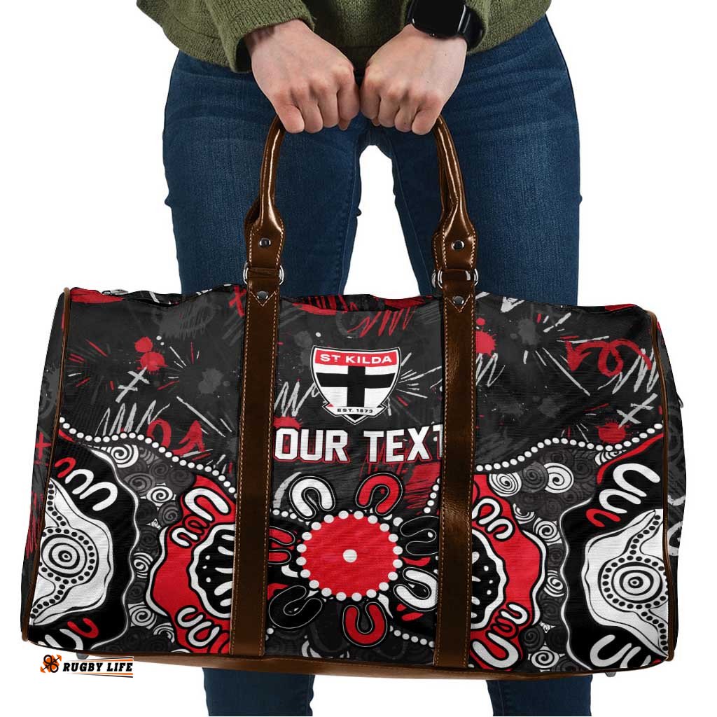 Personalized St Kilda Saints Travel Bag Aboriginal Dot Painting Graffiti Style TS04