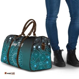 Personalised Ovarian Cancer Awareness Travel Bag Teal Ribbon Aboriginal Art LT05