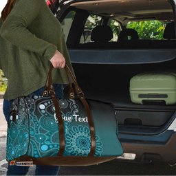 Personalised Ovarian Cancer Awareness Travel Bag Teal Ribbon Aboriginal Art LT05