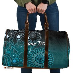 Personalised Ovarian Cancer Awareness Travel Bag Teal Ribbon Aboriginal Art LT05