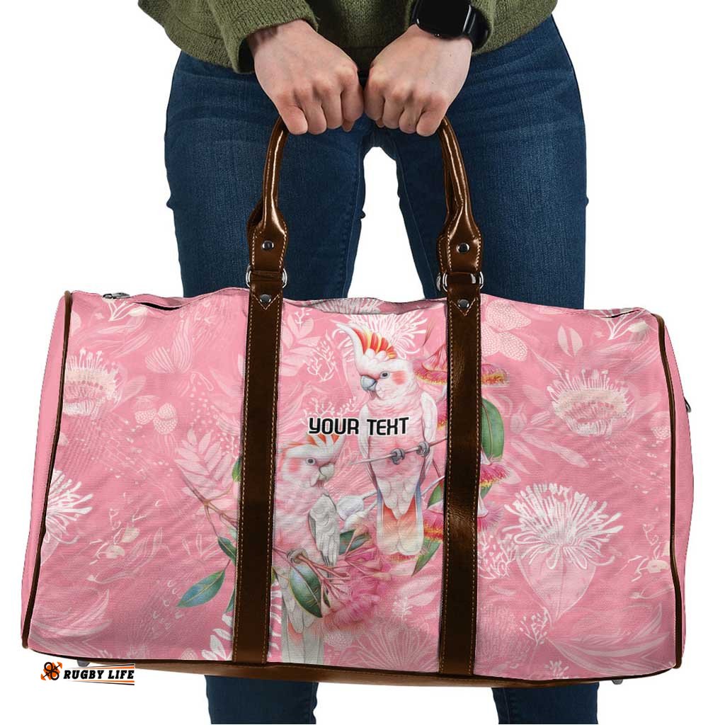 Personalised Galah Cockatoo Eucalyptus Flowers Travel Bag Australian Breast Cancer Spirit LT9