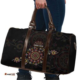 NAIDOC Deadly 50 Years Travel Bag Aboriginal Black Gold Boomerang Art LT9