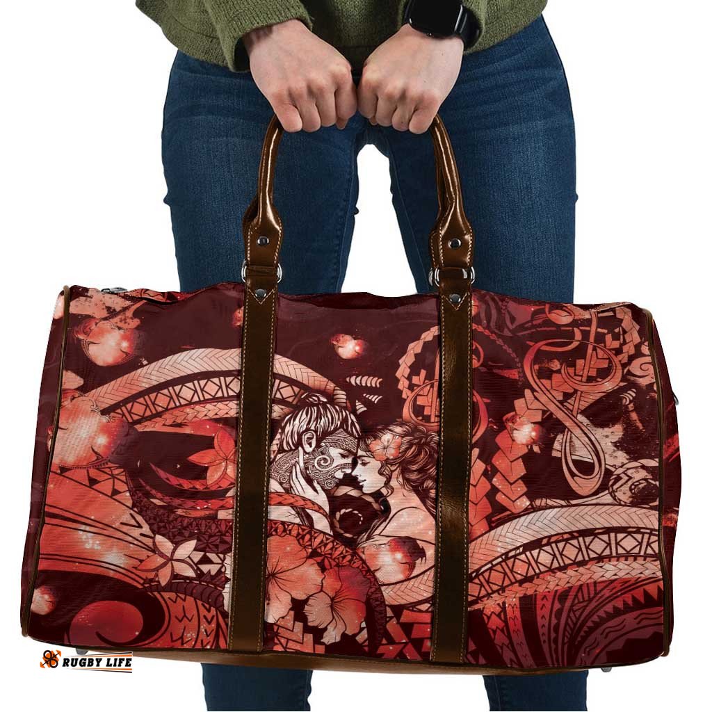Maori Romantic Valentine Travel Bag The Hongi Kiss Red Galaxy DT05