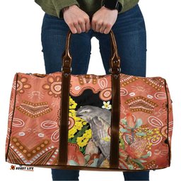 Australia Tawny Frogmouth Travel Bag Golden Wattle Banksia Aboriginal Art LT14