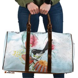 Willie wagtail Australia Travel Bag Banksia Bottlebrushes Watercolor Stylized LT14