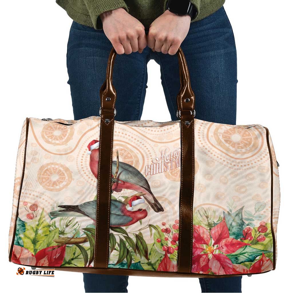 Merry Christmas Aussie Aboriginal Travel Bag Rosebreasted Cockatoo Pastel LT7
