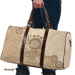 Beige Lizards Australia Travel Bag Boomerang Indigenous Art LT14