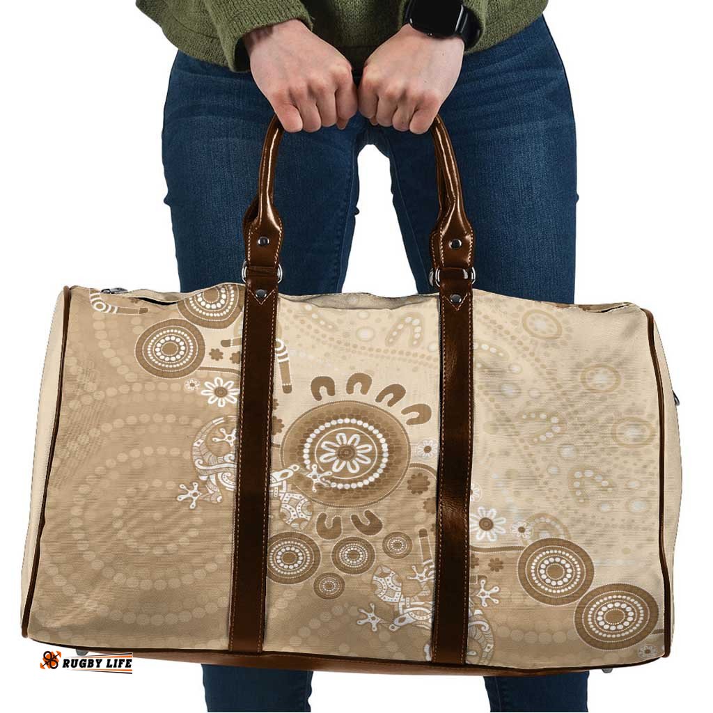 Beige Lizards Australia Travel Bag Boomerang Indigenous Art LT14