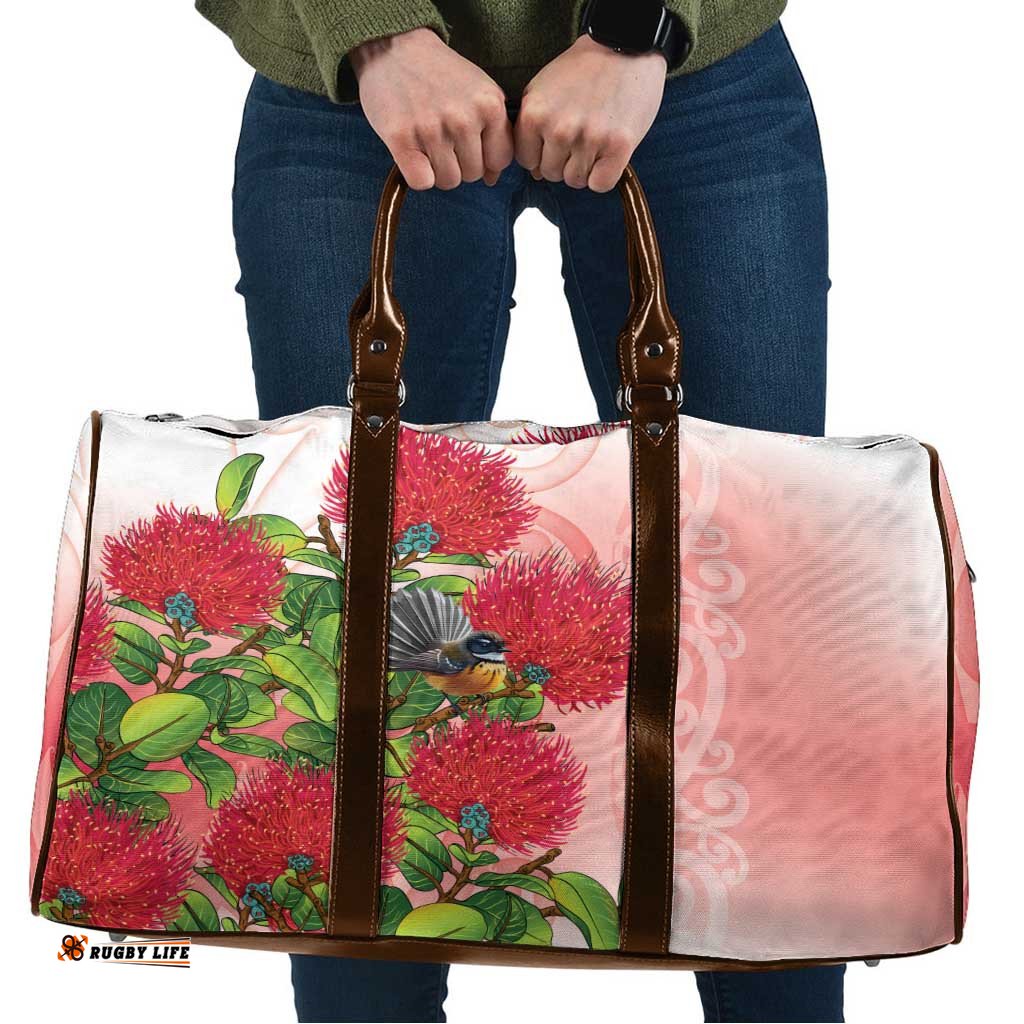New Zealand Fantail Travel Bag Maori Koru With Pohutukawa Flowers LT05