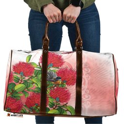 New Zealand Fantail Travel Bag Maori Koru With Pohutukawa Flowers LT05