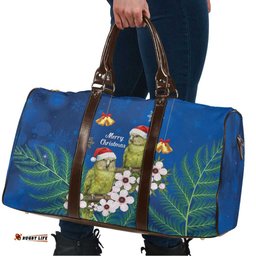 New Zealand Kakapo Christmas Travel Bag Owl Parrot Santa Sliver Fern Manuka - Blue LT14