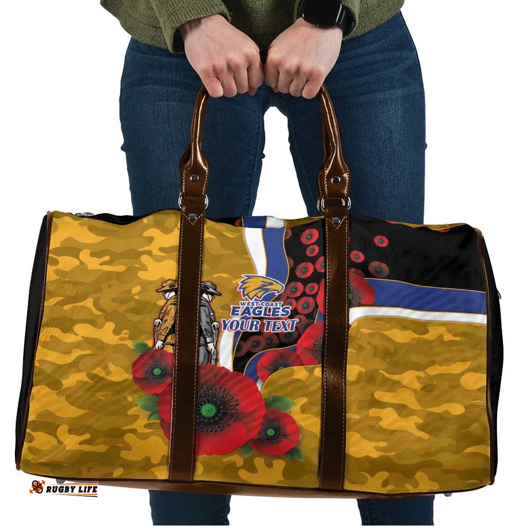 West Eagles ANZAC Personalised Travel Bag Lest We Forget Poppy Camo LT9