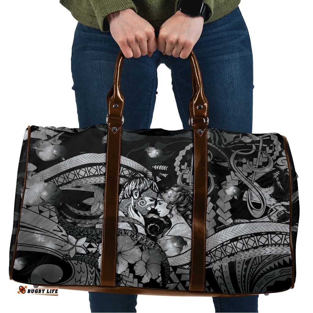 Maori Romantic Valentine Travel Bag The Hongi Kiss Black Galaxy DT05