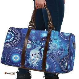 NAIDOC Deadly 50 Years Travel Bag Jellyfish Aboriginal Culture Inspired Blue LT9