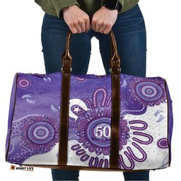 NAIDOC Week 2026 Travel Bag 50 Years Deadly Dhari Purple Aboriginal Art LT14