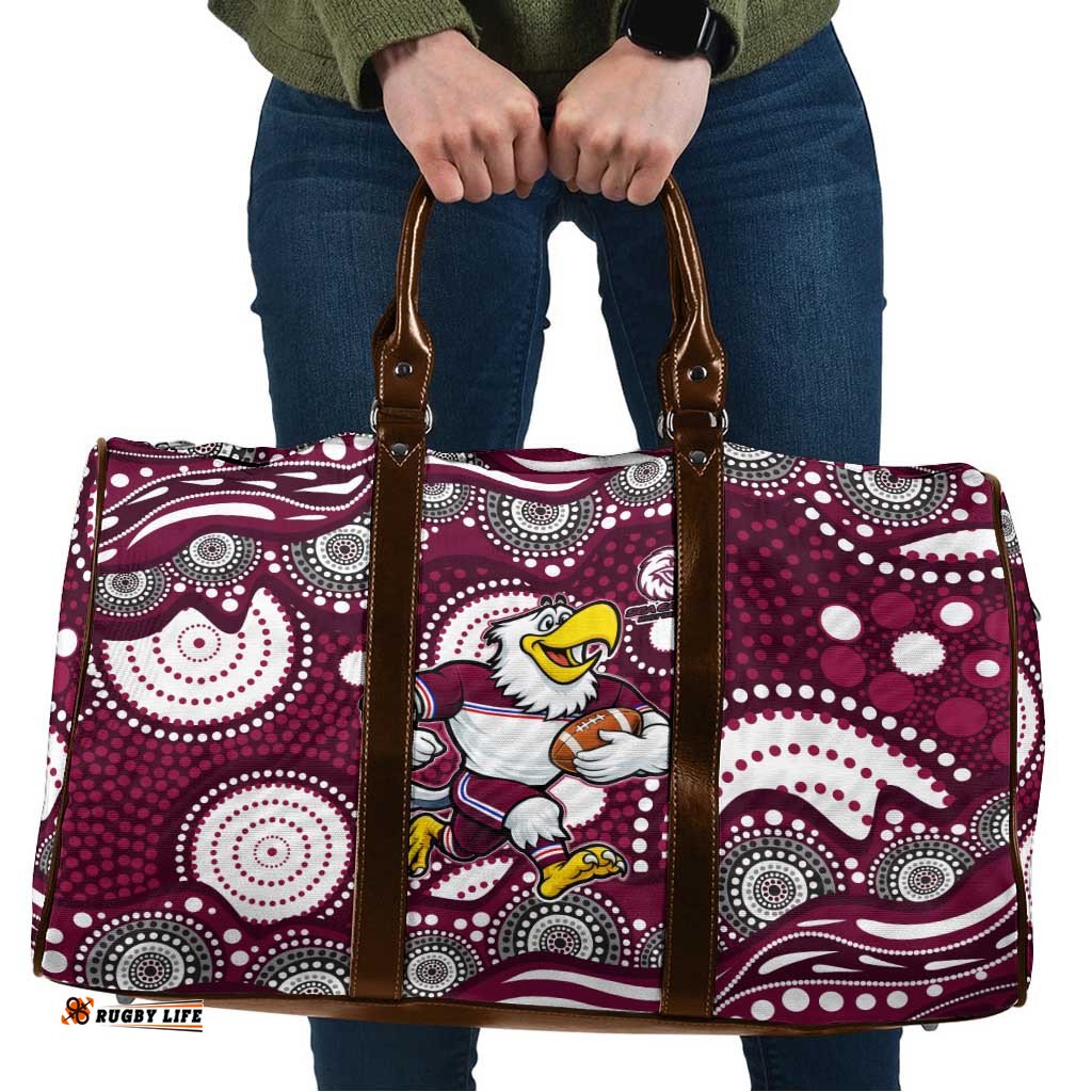 Manly Warringah Sea Eagles Travel Bag Aboriginal Dot Pattern - Rugby Mascot Heritage Pride TS04