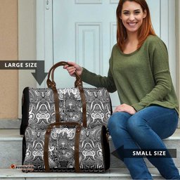 New Zealand Taiaha Maori Travel Bag Kiwikiwi Minimalist Silver Fern Tukutuku Motif LT9