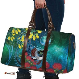 New Zealand Tui Bird Travel Bag Maori Koru With Pohutukawa Galaxy Style LT05