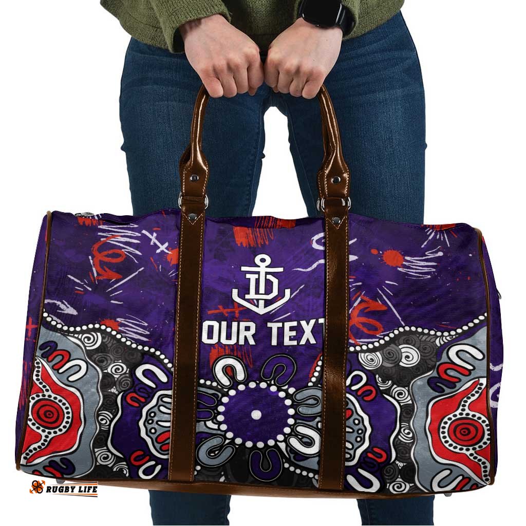 Personalized Fremantle Dockers Travel Bag Aboriginal Dot Painting Graffiti Style TS04