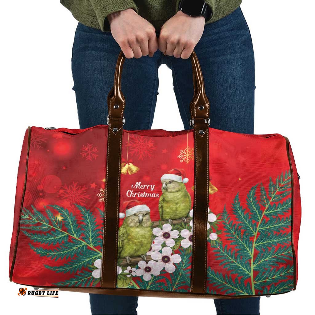 New Zealand Kakapo Christmas Travel Bag Owl Parrot Santa Sliver Fern Manuka - Red LT14