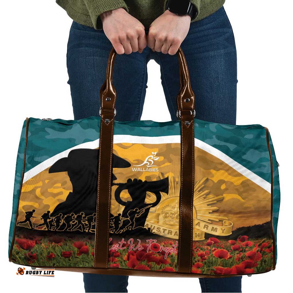 Wallabies ANZAC Day Travel Bag Last Post Poppy Lest We Forget LT14